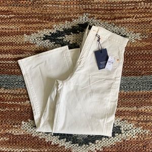 Wide leg crop ecru jeans